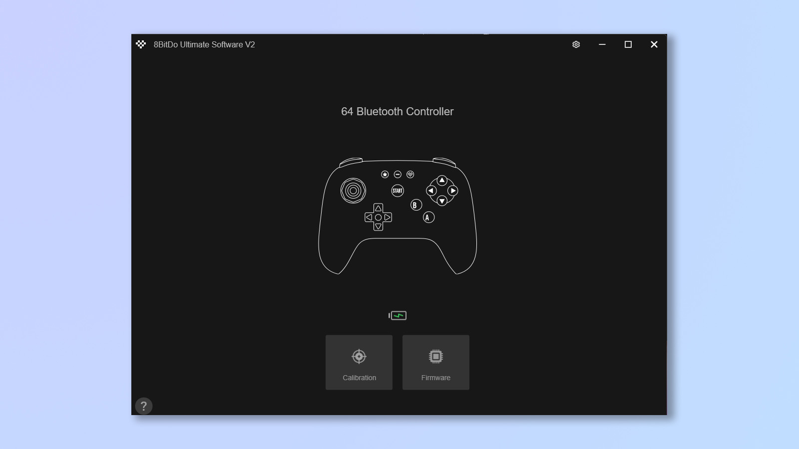 A screenshot of the 8BitDo 64 being updated/calibrated in the companion software.