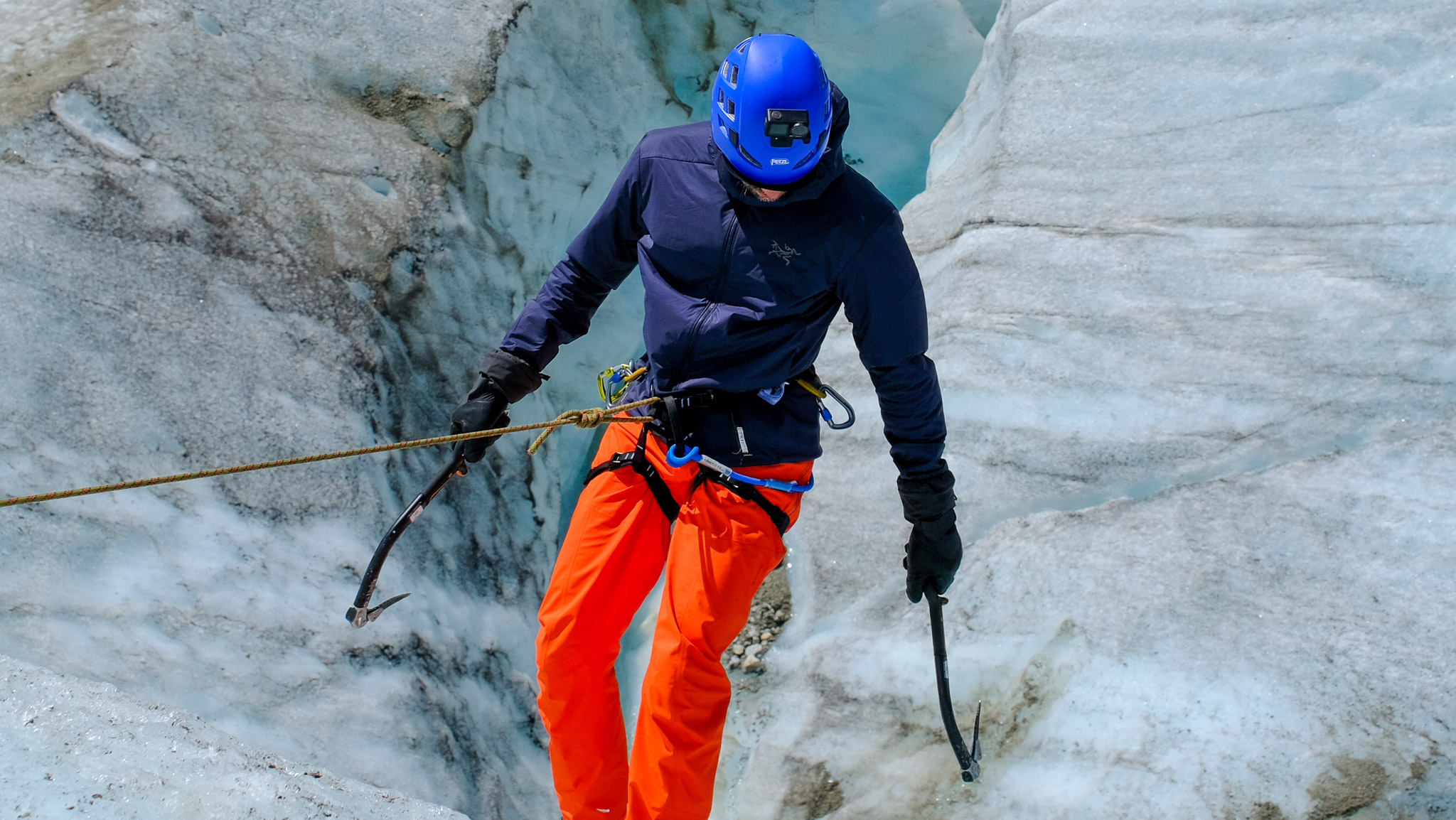 Matt K ice climbing in Chamonix, France