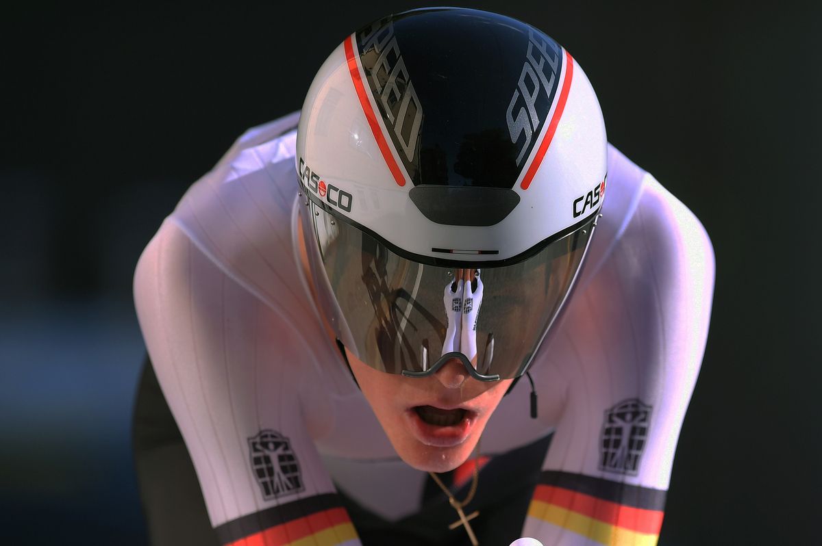 A face of concentration from Patrick Haller in the U23 time trial
