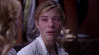 Leah Murphy cries on Grey's Anatomy.