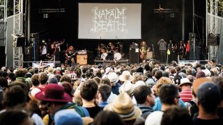 Napalm Death onstage at Glastonbury Festival, June 22, 2017 
