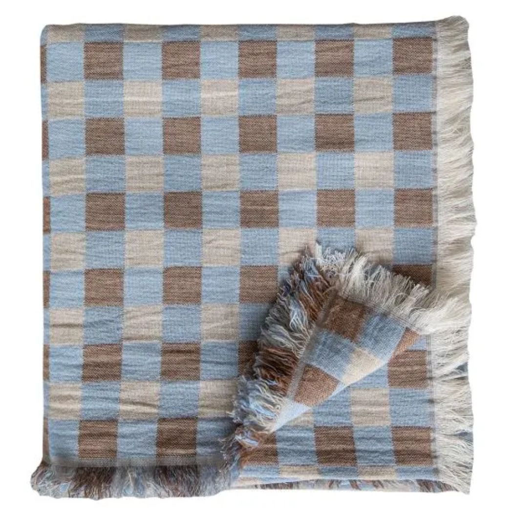 Brita Sweden, Poppy Merino Throw Blue 130 X 170cm