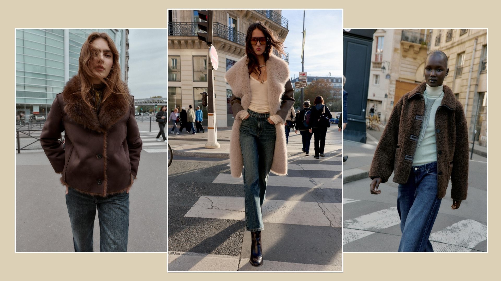Three women wear Zara reversible jackets