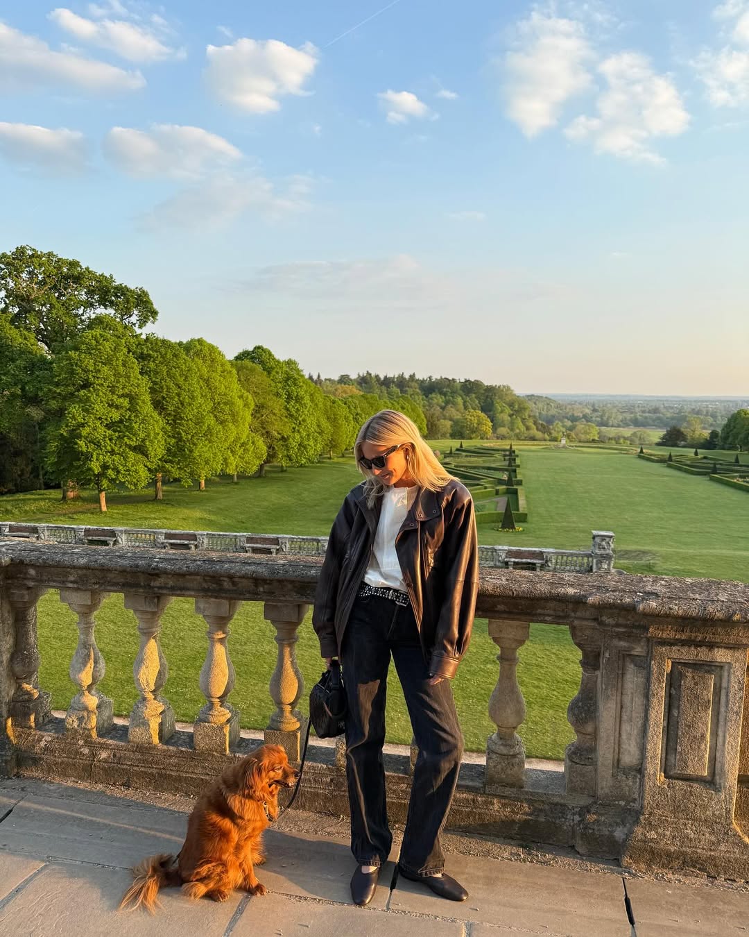 @lucywilliams02 wears black jeans, cream jumper, black leather jacket
