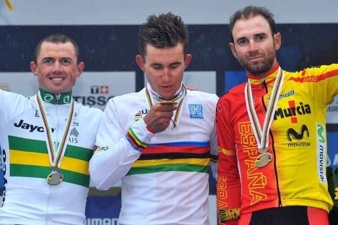 The 2014 Worlds podium enjoys the moment