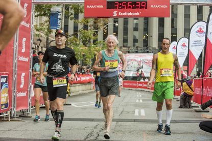 Whitlock completing the Toronto Waterfront Marathon in October.