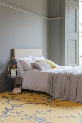 yellow patterned carpet in bedrooms