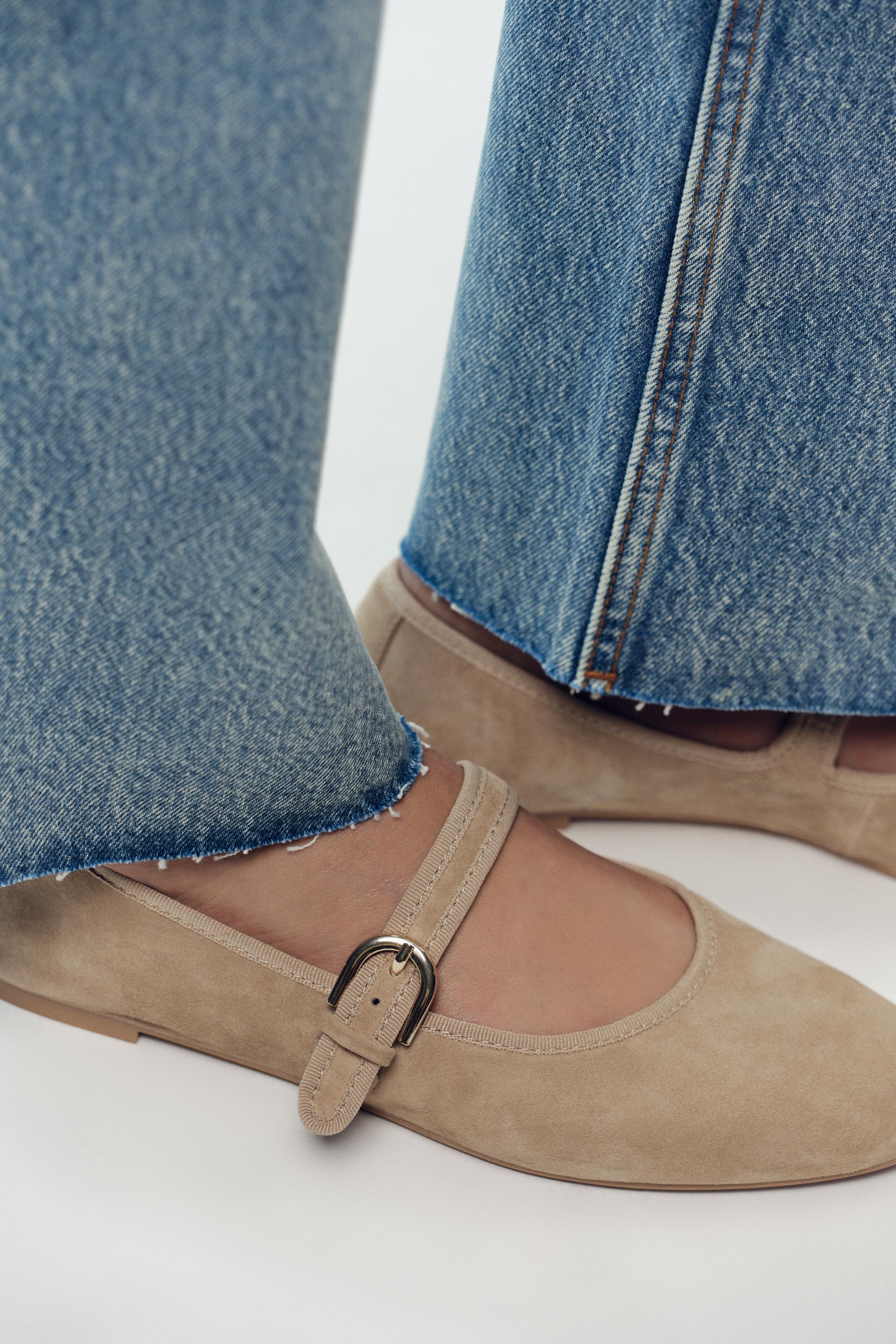 Suede Strap Ballet Flats