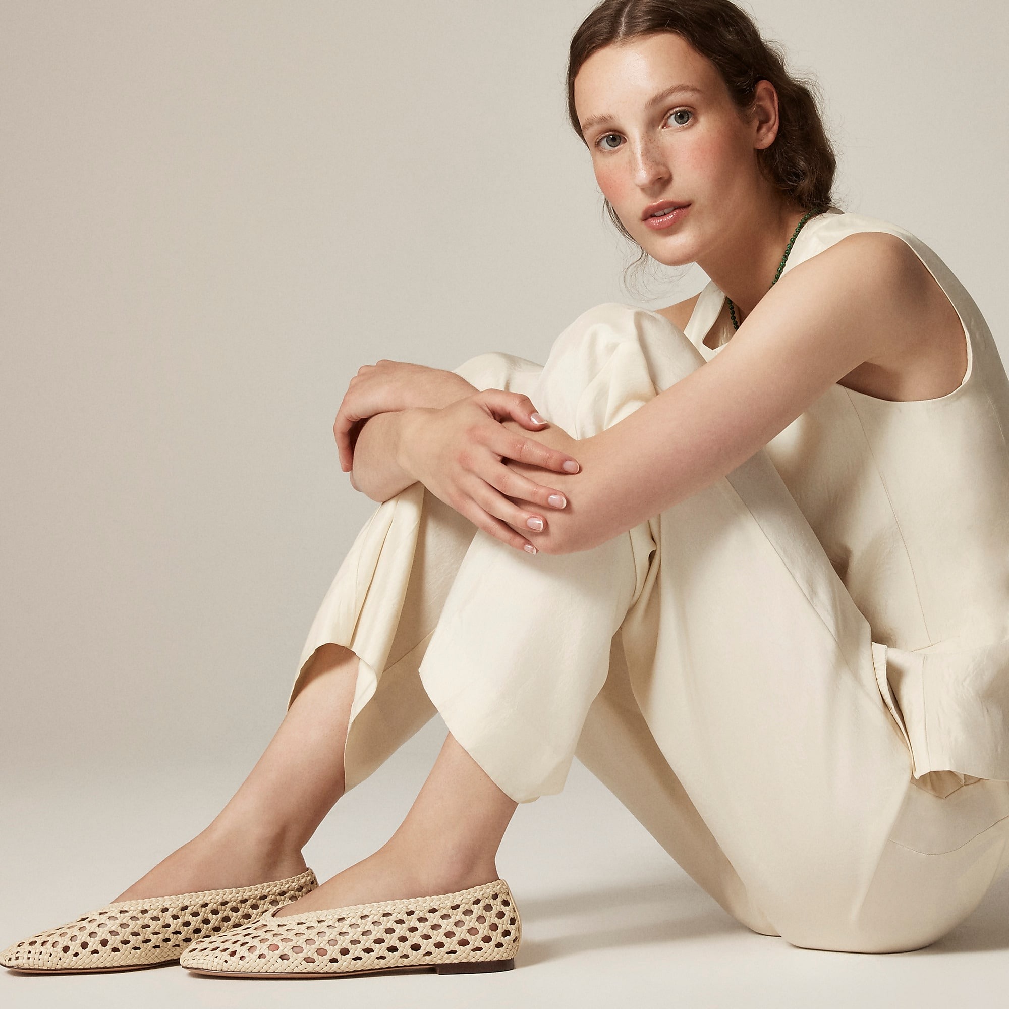 J.Crew, Quinn Handwoven Ballet Flats in Metallic Leather