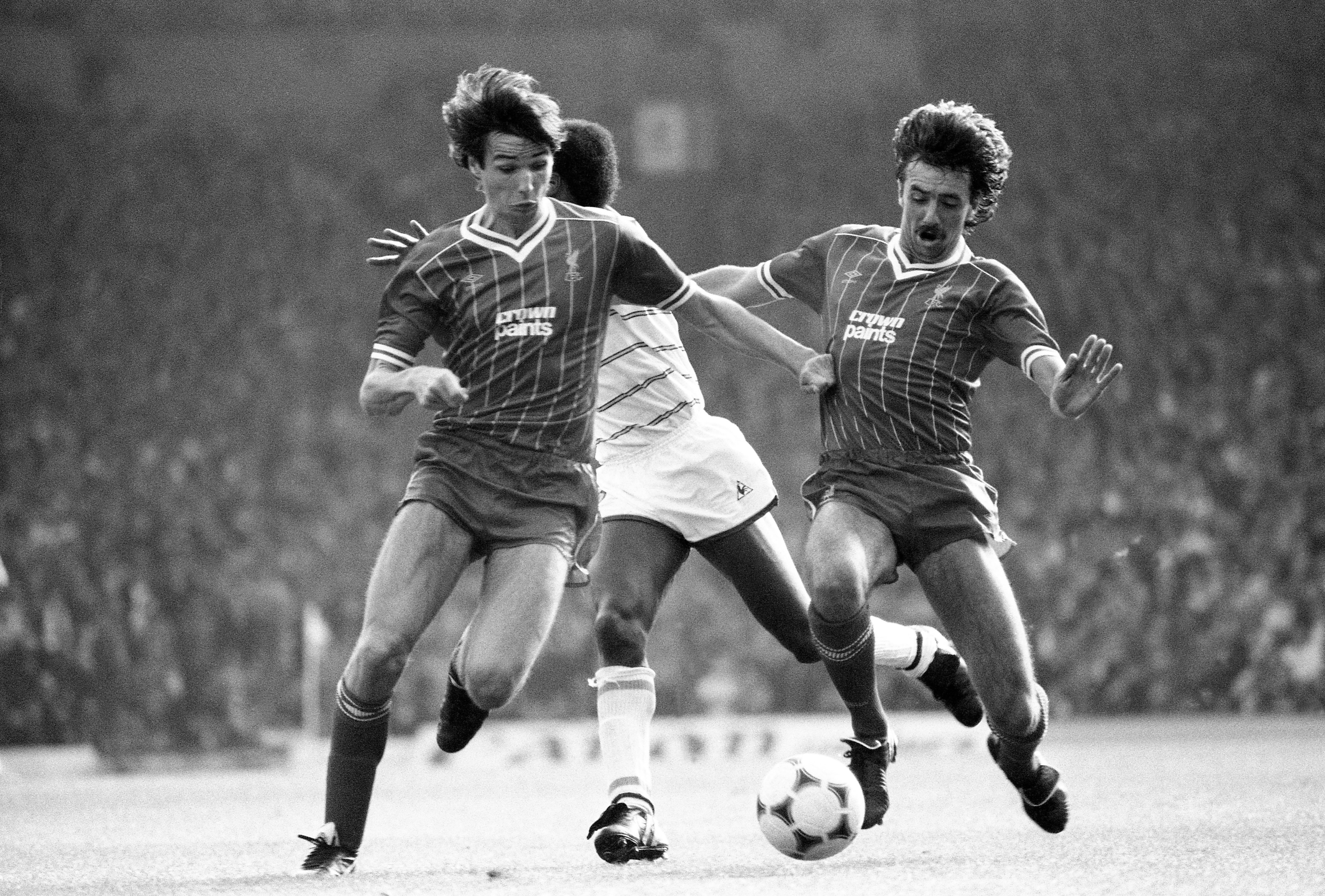 Alan Hansen and Mark Lawrenson playing for Liverpool