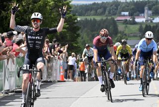 Michael Foley (Hustle Pro Cycling) wins the uphill sprint on stage 2 of the Tour de Beauce 2024