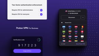 Proton VPN for business interface examples, promo images
