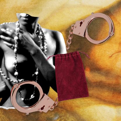 collage of woman with sexy handcuffs