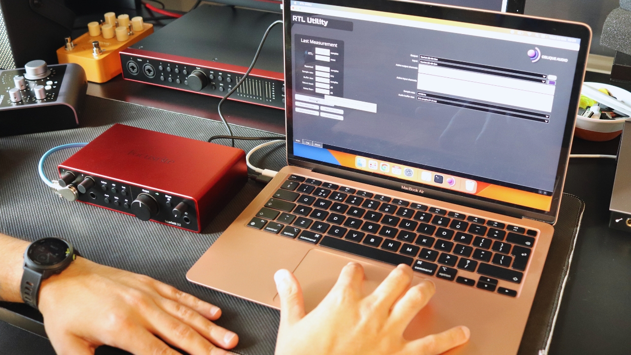 Author Matt McCracken uses a MacBook Air M1 to test a selection of guitar audio interfaces in a home studio