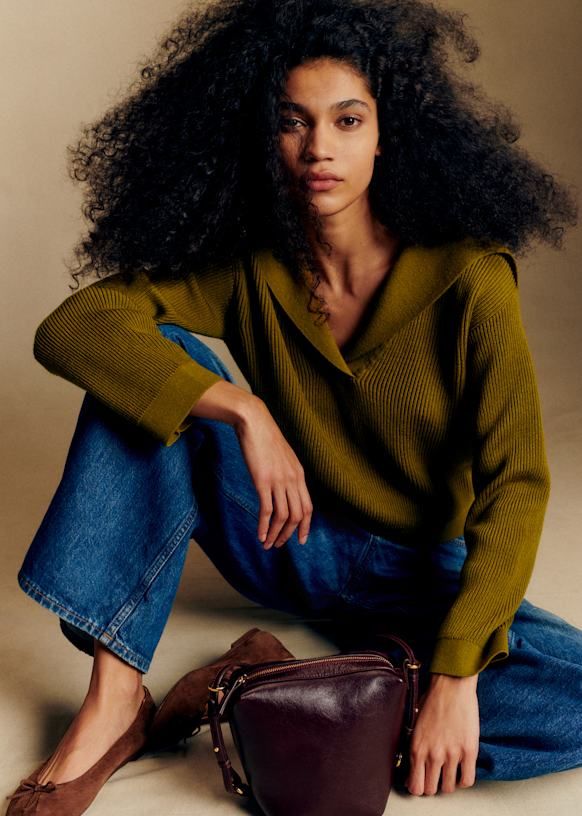 Claudio Jumper - Olive Green - Merino Wool - Sézane