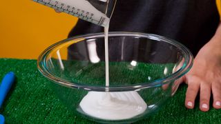 Add about 1 cup (8 oz) glue to your mixing bowl.