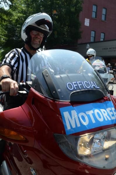 The moto officials are ready to go.