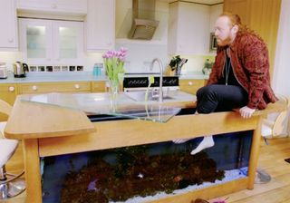men with kitchen glass wash basin and countertop