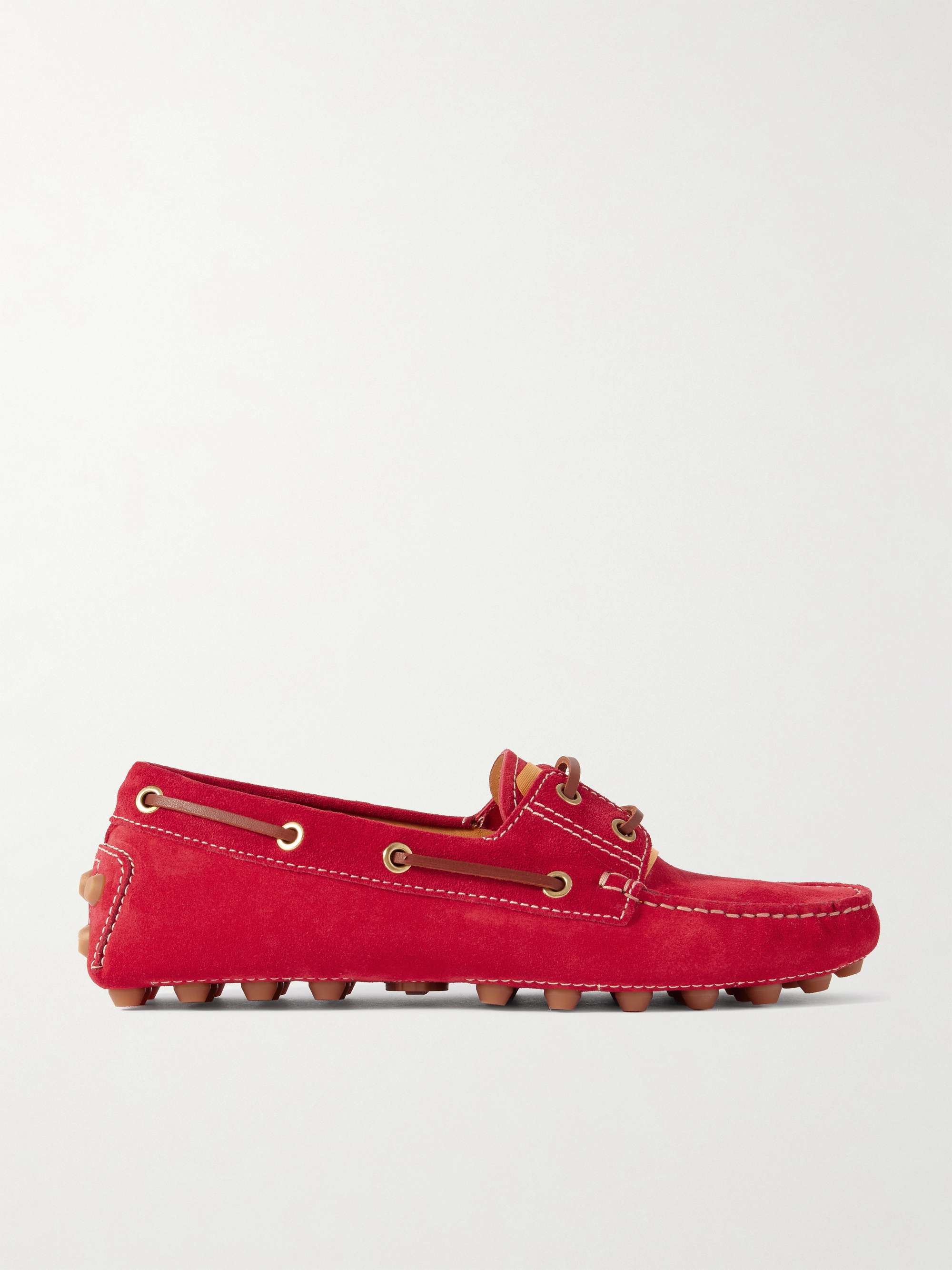 Gommino Leather-Trimmed Suede Boat Shoes