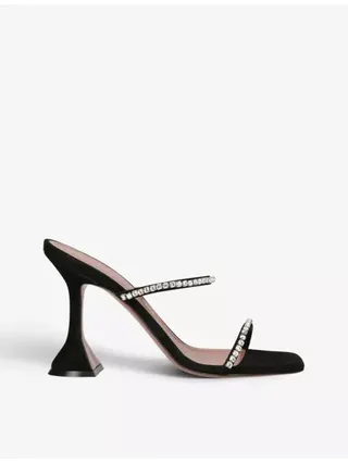 Gilda Crystal-Embellished Metallic-Leather Heeled Sandals