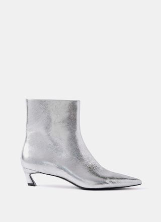 Silver Leather Ankle Boots