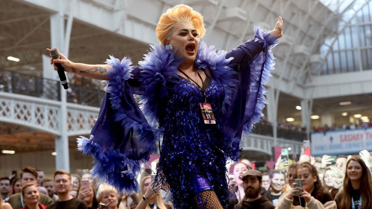 Baga Chipz performs at RuPaul&#039;s DragCon UK 2020.