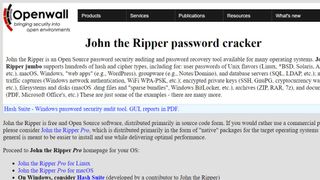 Website screenshot for John the Ripper