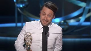 Kieran Culkin accepting Succession award at 2023 Emmys