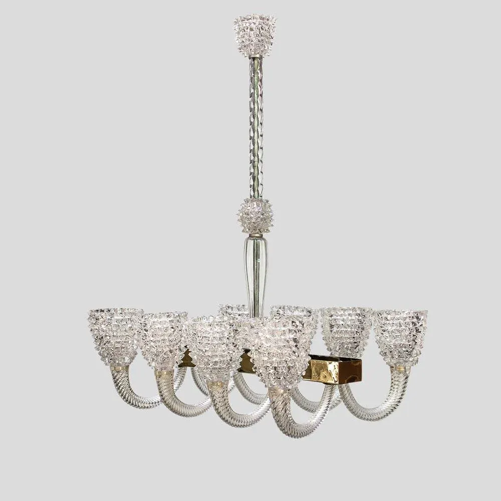 Rostrato Murano Glass Chandelier by Barovier and Toso, 1940s