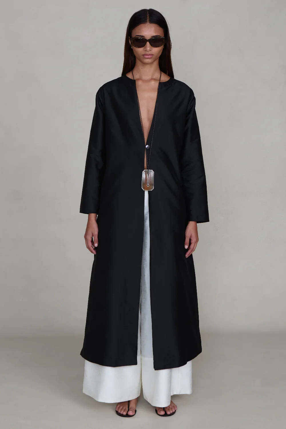 Chan Luu, Techno Taffeta Collarless Coat