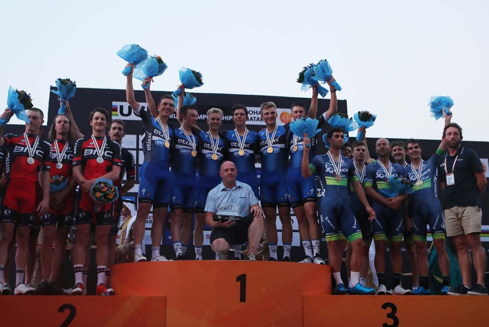 Etixx-QuickStep on the top step of the podium