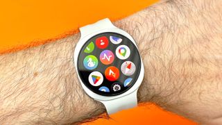 Close-up of the Samsung Galaxy Watch 9 in white