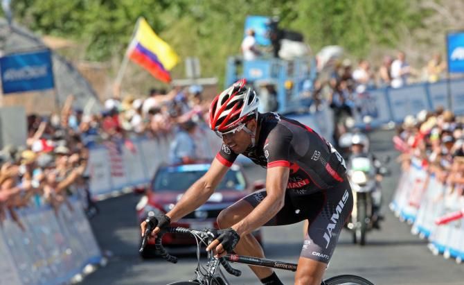 Like many, the day's winner Acevedo nearly fell off his bike after crossing the finish line on Stage 2 at California