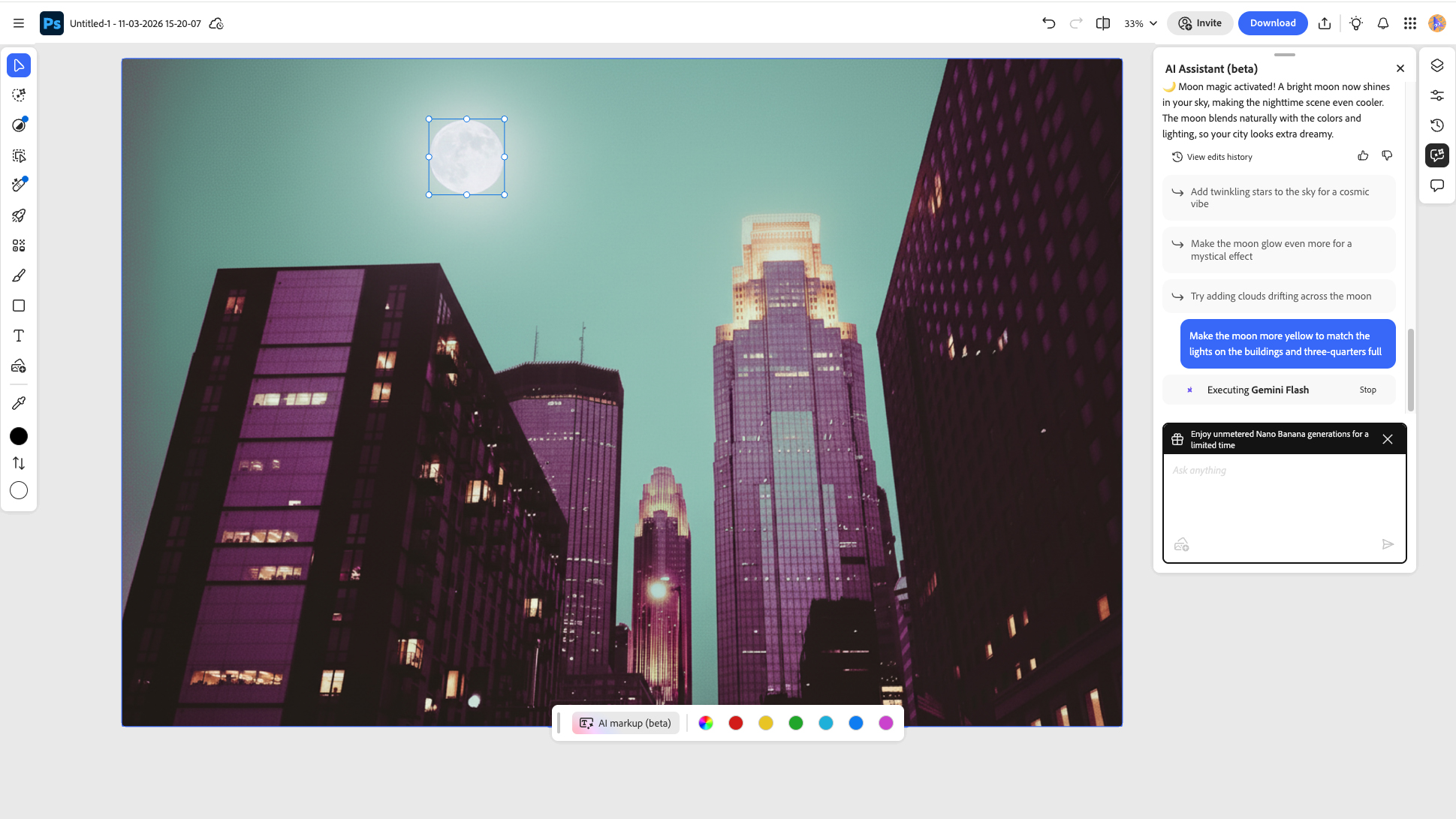 A screenshot of the AI Assistant on Photoshop Web