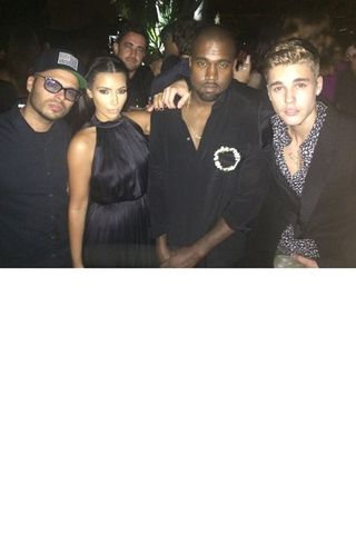 Kim Kardashian, Kanye West and Justin Bieber at Riccardo Tisci's birthday party