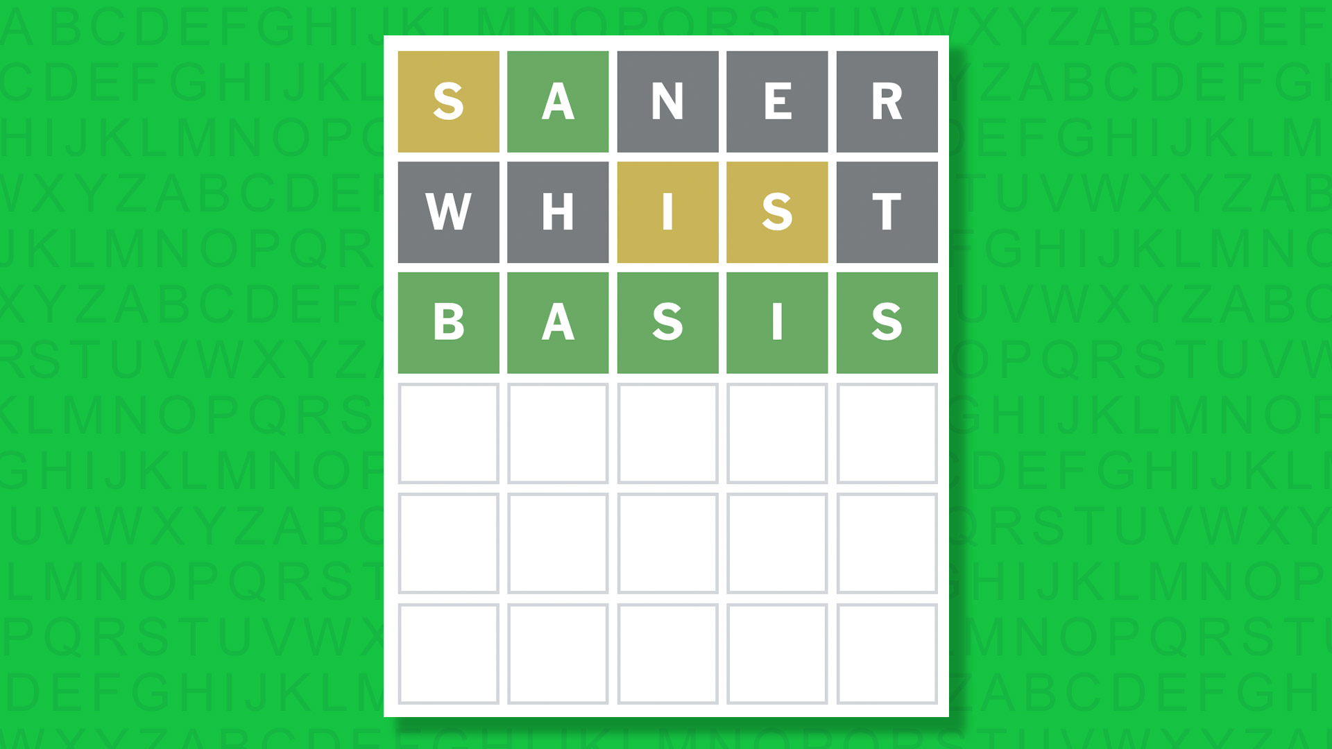 NYT Wordle answer for game 1809 on a green background