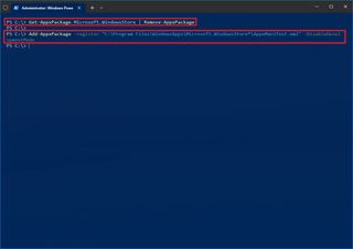 Microsoft Store reset app PowerShell command