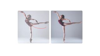 side by side of a dancer and a drawing guide