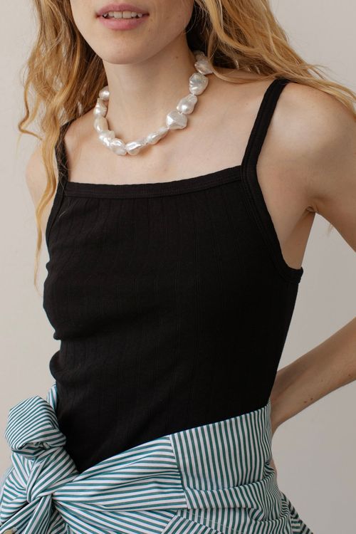 The Pointelle Square Neck Tank