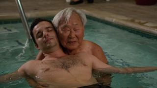 Nick (Jake Johnson) and Tran (Ralph Ahn) in the pool