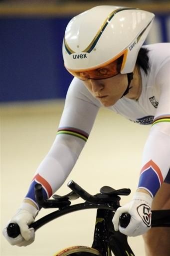 Anna Meares (Australia) starts the 500m women's time trial.