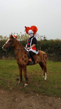 “This is Keira and her showjumping pony at a fancy dress jumping competition. They are the Queen of hearts and King of hearts, as clipped by myself” — Dawn Condon