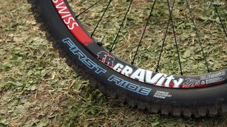 Fairclough is running Schwalbe's new dual-chamber tubeless system, plus a special prototype tyre up front