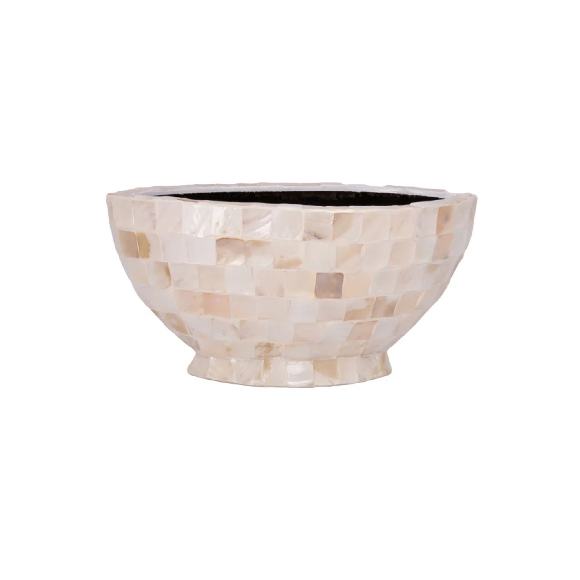 White mosaic tile planter