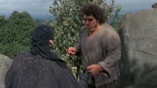 Fezzik fighting with the Man in Black in The Princess Bride