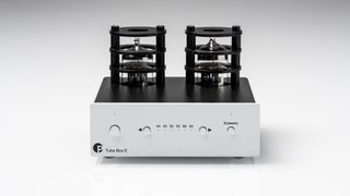 Pro-Ject Tube Box E on a shaded light grey background