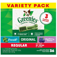 Greenies Variety Pack Regular Dental Dog Treats, 36 count | 26% off at ChewyWas $41.99 Now $31.08