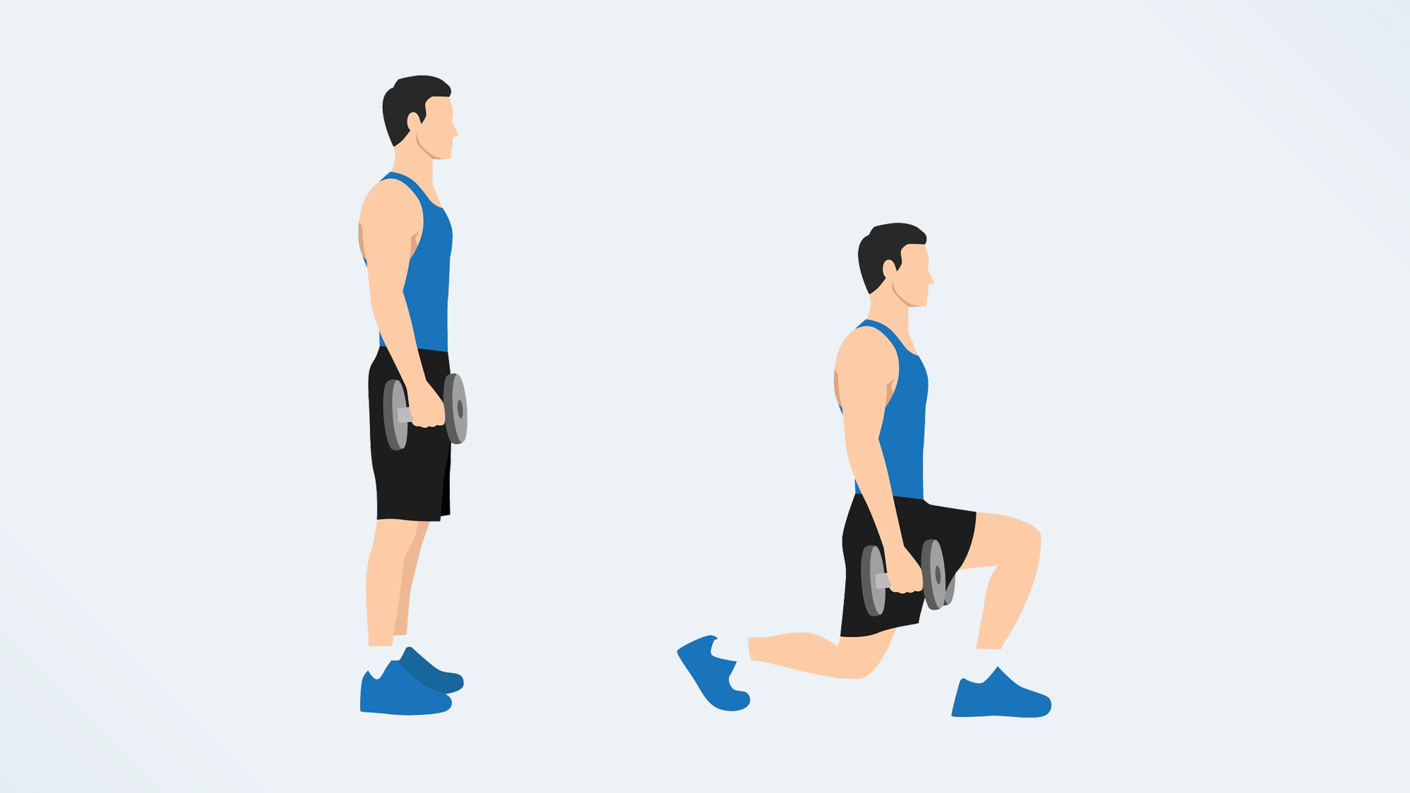 an illo of a man doing a walking lunge