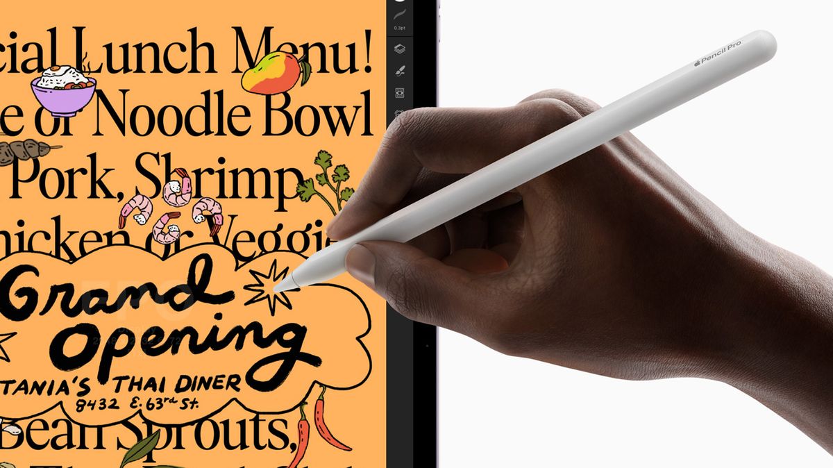 The Apple Pencil Pro in use on an iPad
