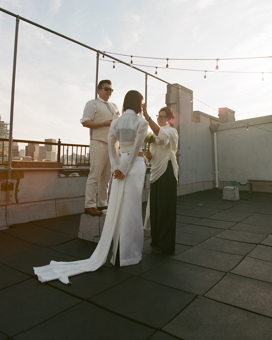 Trisha and Gui at their rooftop wedding ceremony.